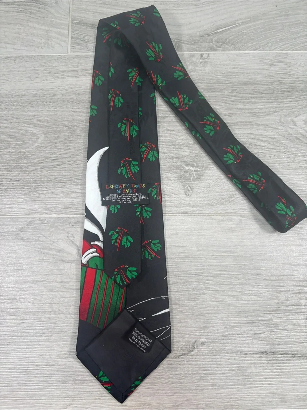 LOT OF 2 Vintage 90s Looney Tunes Neckties Taz Pepe Le Pew Christmas